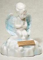 CHERUB ANGEL URN IN BLUE