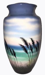 urn with picture of the sea
