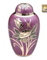 pink brass urn with gold flower design