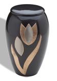 brass urn with tulips