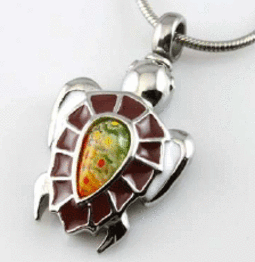 MURANO glass turtle cremation pendant