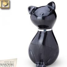 black metal kitty urnwith jeweled collar