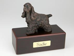 bronze pet figurine on box urn