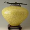 Yellow color raku urn