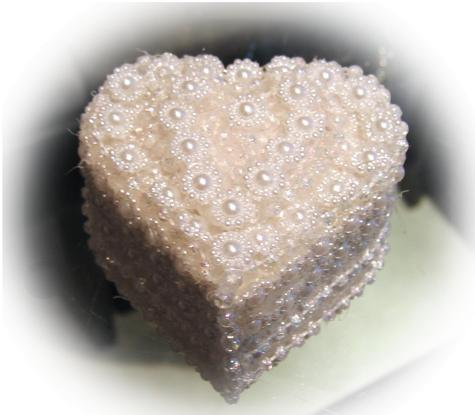 Heart shaped beaded ring box 