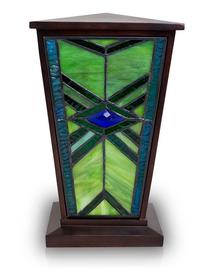 EMERALD MISSION STAINED GLASS CREMATION URN