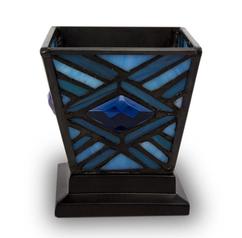 BLUE MISSION STAINED GLASS KEEPSAKE CANDLE HOLDER URN