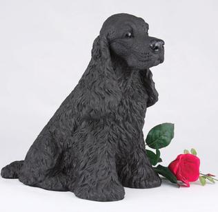 Black Cocker Spaniel figurine urn