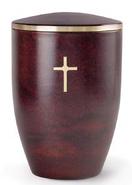 urn with christian gold cross