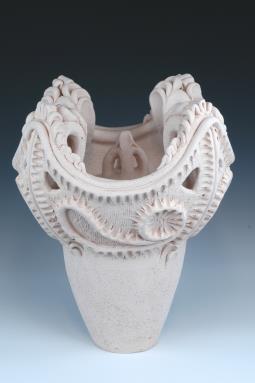 white japanese cremation urn