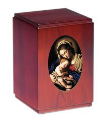 Virgin Mary and child Wood Cremation vessel
