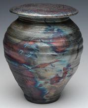 shades of blue Raku Urn