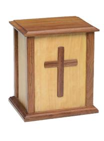 Oak Wood urn with Cross