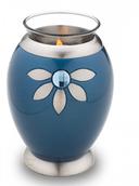 blue brass tea light urn with azure stone 