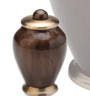 brown metal keepsake urn