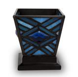 BLUE MISSION STAINED GLASS KEEPSAKE CANDLE HOLDER URN