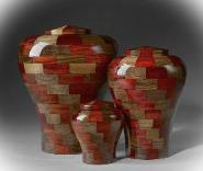 urns made of black walnut and padauk woods