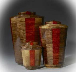 Cremation Vase Shape Urns in Black Walnut &Padauk 