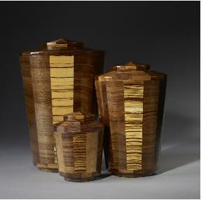 Cremation Vase Shape Urns in Black Walnut & Zebrawood 