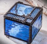 Blue glass keepsake box