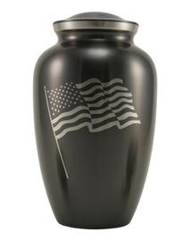 slate color on brass american flag urn