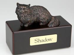 Bronze cat on cremation box urn