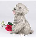 Gray miniature poodle urn figurine