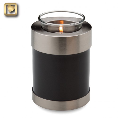 black and pewter votive candle urn