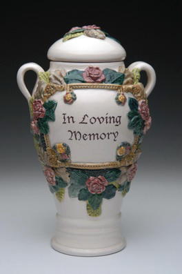 victorian urn with porclain flowers