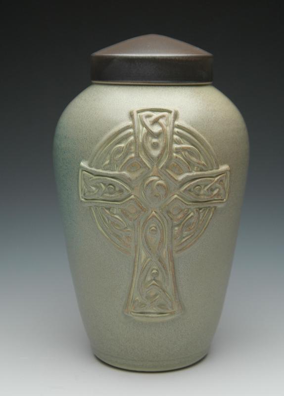 green Celtic Cross urn