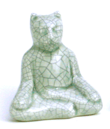 Celandine crackle buddha cat urn